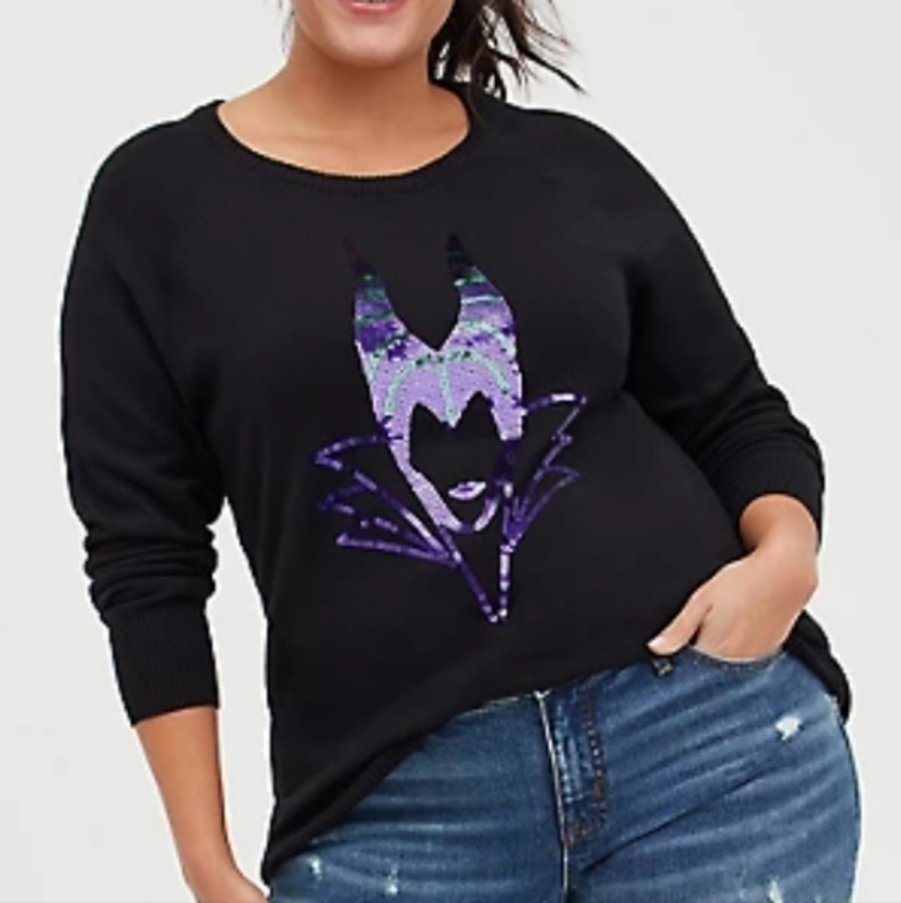 Torrid Disney Maleficent Sequin Sweater Black 2X